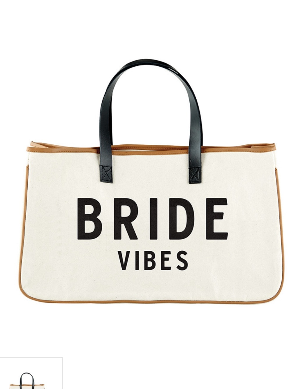 Santa Barbara Bride Vibes Canvas Tote Bag - Cream with Black Text